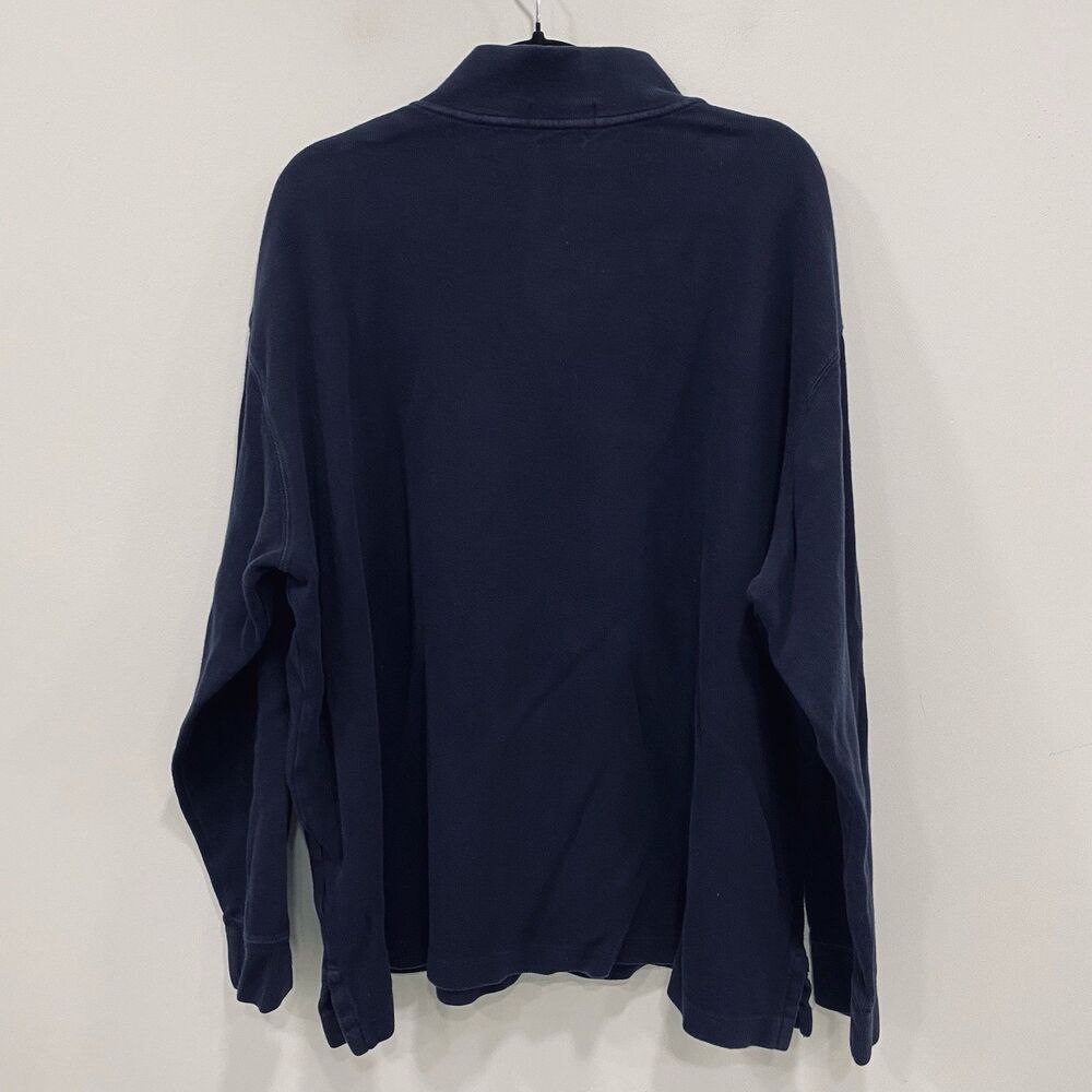 Polo Ralph Lauren Mens 2XB Navy Blue Estate Rib 1/4 Zip Sweater Preppy Pony Logo - Picture 2 of 16